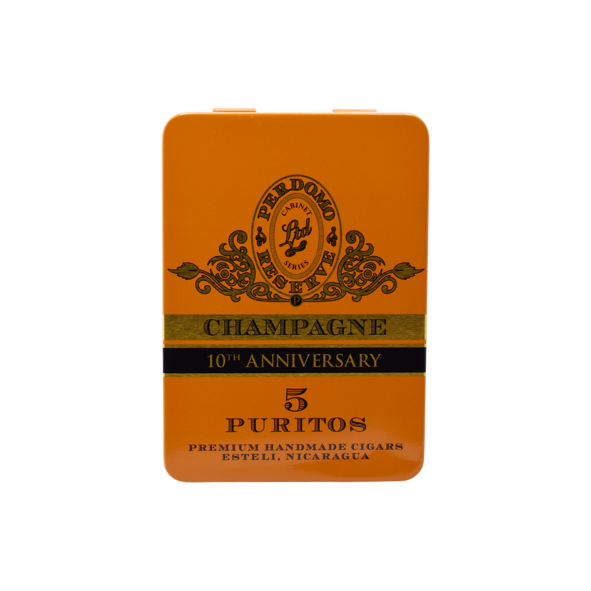 Perdomo Reserve 10th Anniv. Champagne Purito Tin (Petite Corona) (4.0"x38)